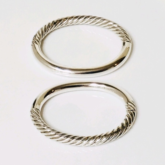 David Yurman Smooth & Classic Cable Hinged Bangle - Picture 3 of 6